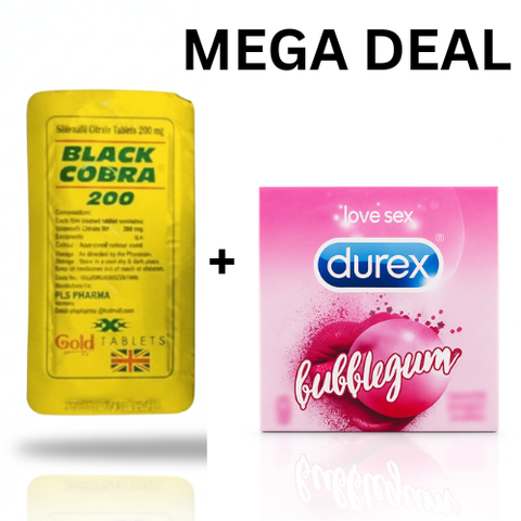 Pack Of 2  Black Cobra 200mg Sildenafil Citrate Tablet - 5 + Durex Red Chewing Gum Mingle